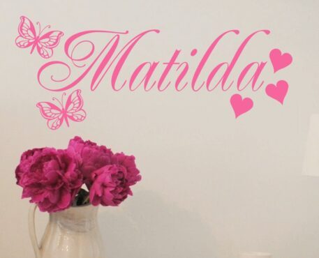 FANCY POSH personalised name wall sticker with butterflies and hearts