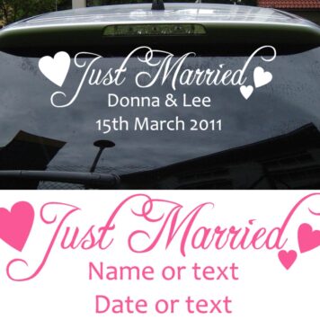 JUST MARRIED PERSONALISED CAR STICKER