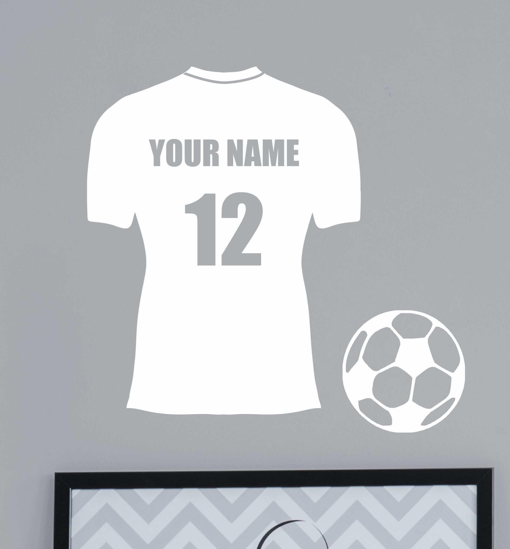 Personalised Red /& White Football Shirt Wall Sticker With Your Name /& Number