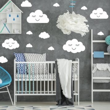 16 Cloud With Faces Wall Stickers